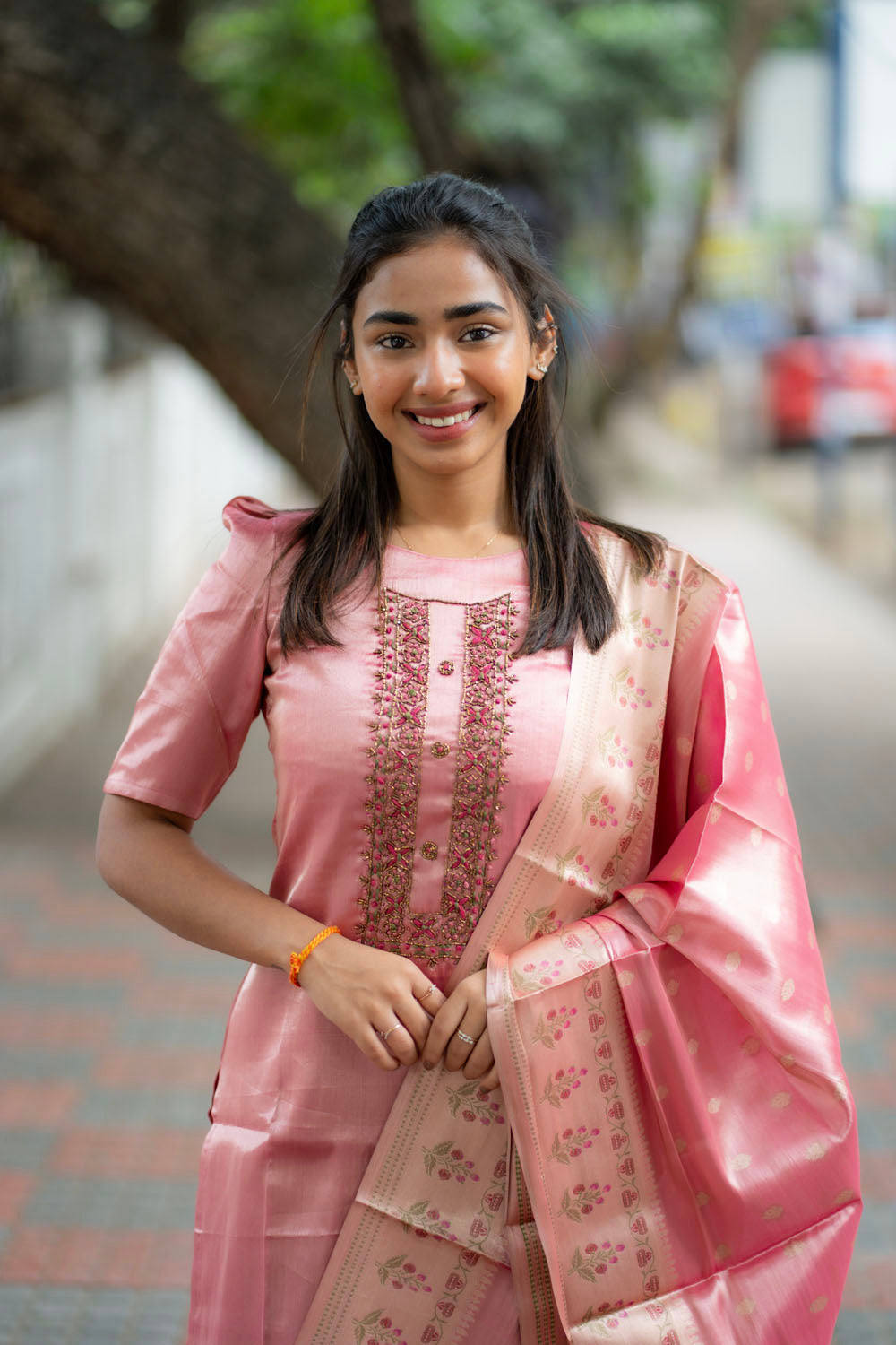 AA216 Pink Tissue Silk Salwar Set
