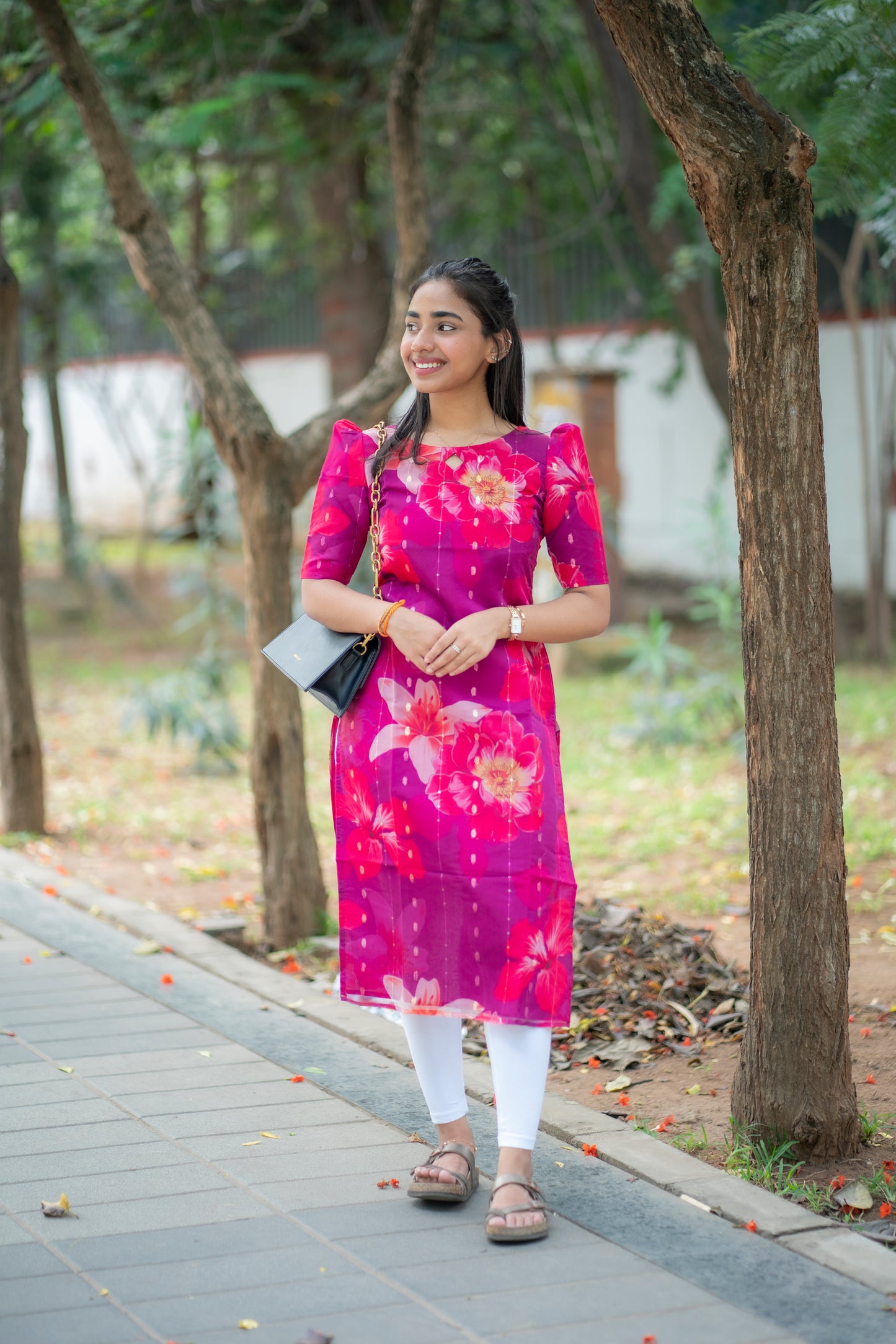 AA098 Organza Jacquard Kurti
