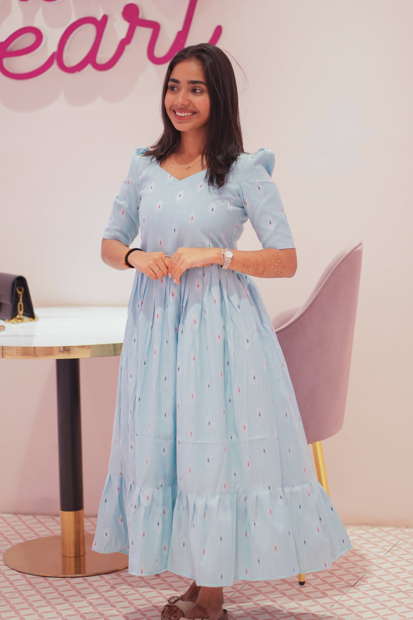 AA130 Baby Blue Cotton Maxi