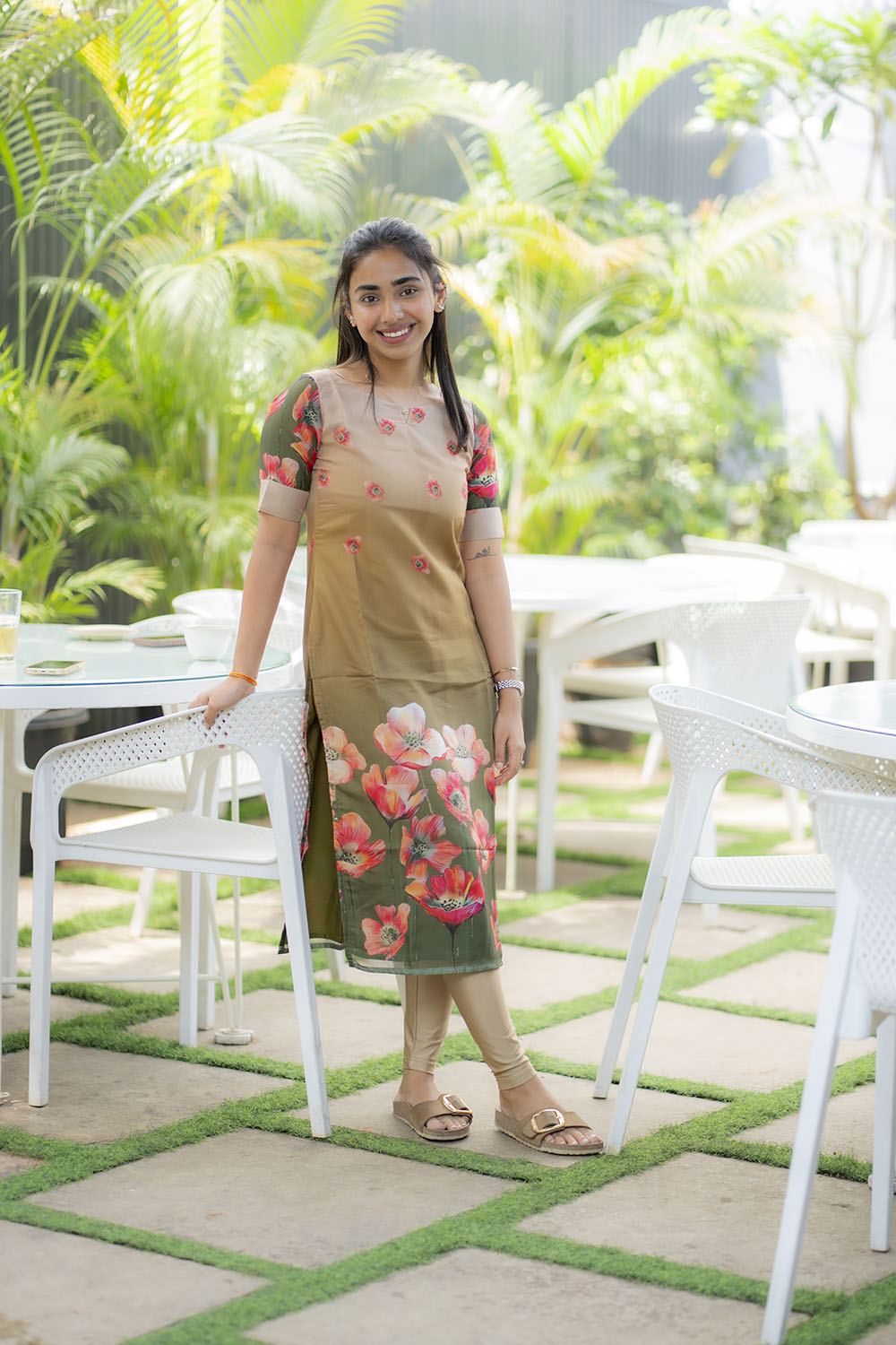 AA209 Soft Organza Triple Shade Floral Kurti