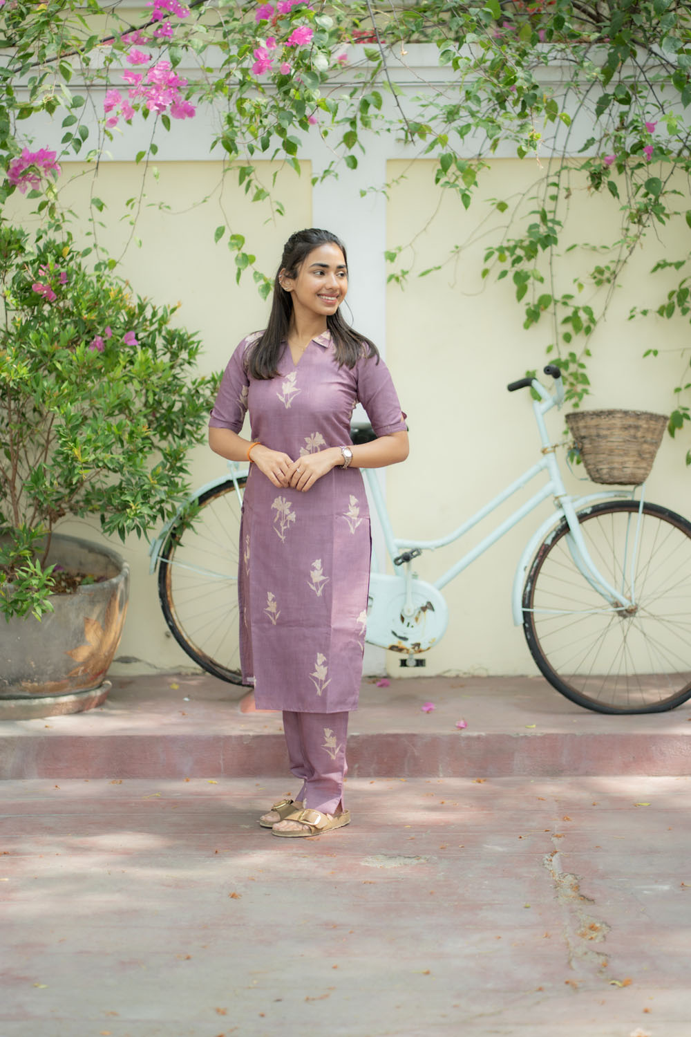 AA215 Lavender Floral Linen Co Ord set