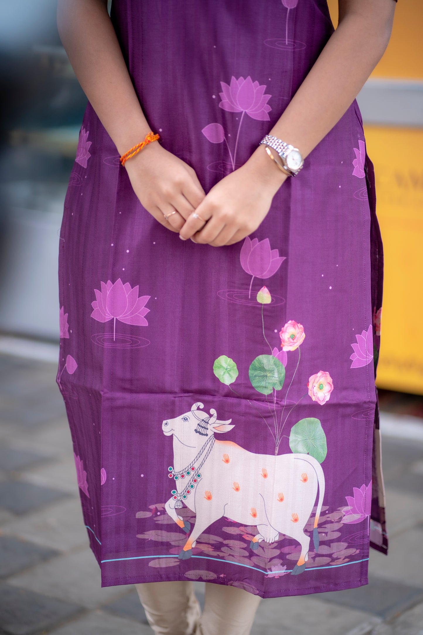 AA156 Wine Pichwai Tussar Silk Kurti