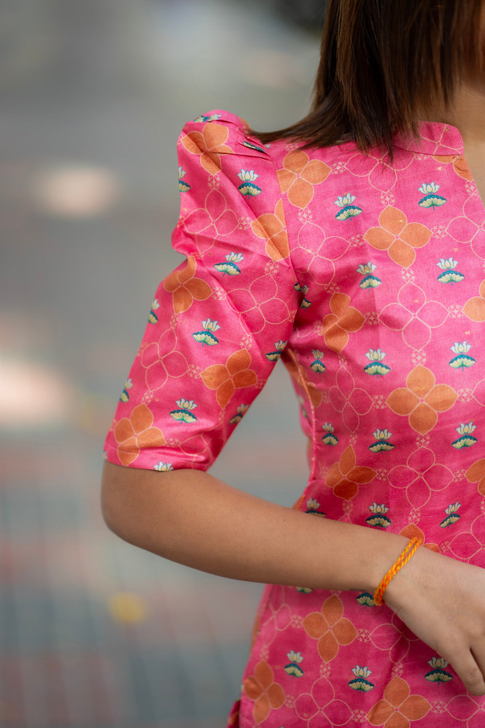 AA273 Pink Kollam silk Digital print Salwar Set