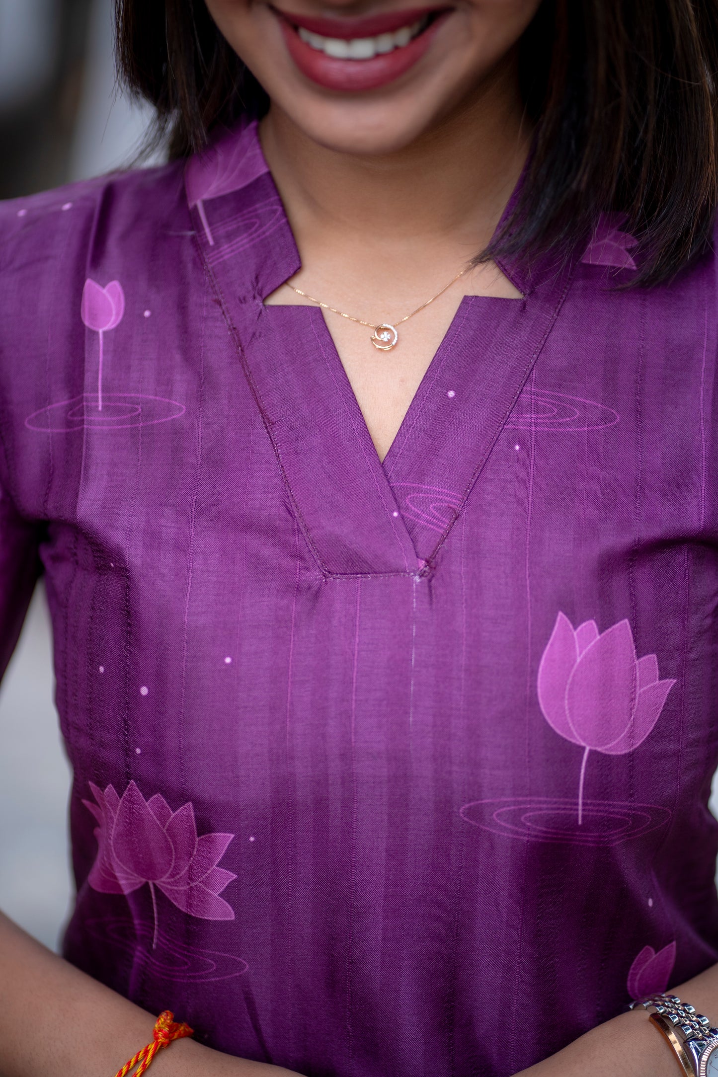 AA156 Wine Pichwai Tussar Silk Kurti