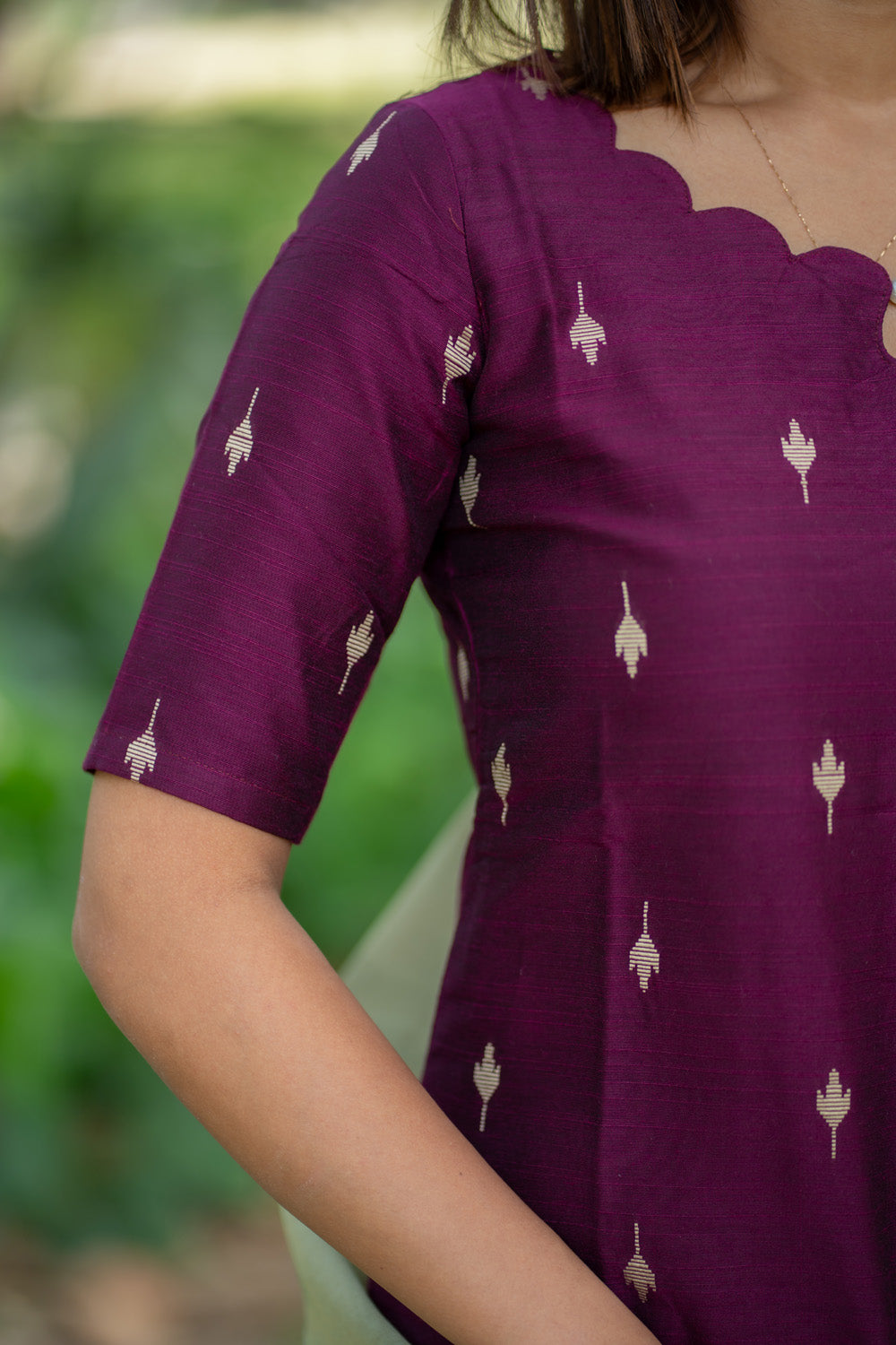 AA291 Wine Purple Raw Silk Top & Pant With pastel Green Tissue Silk Floral Dupatta