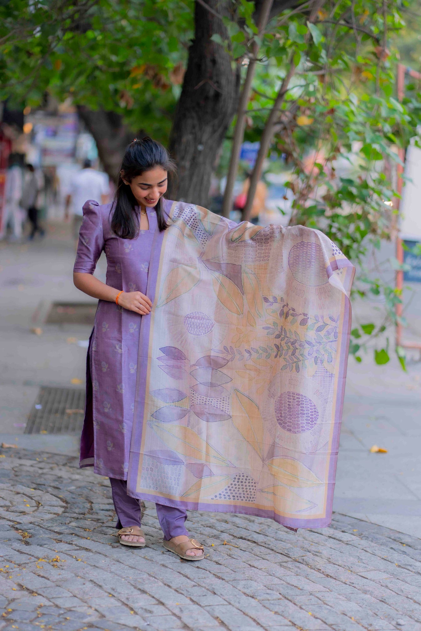 AA199 Lavender Floral Digital Print 3 Pc Set