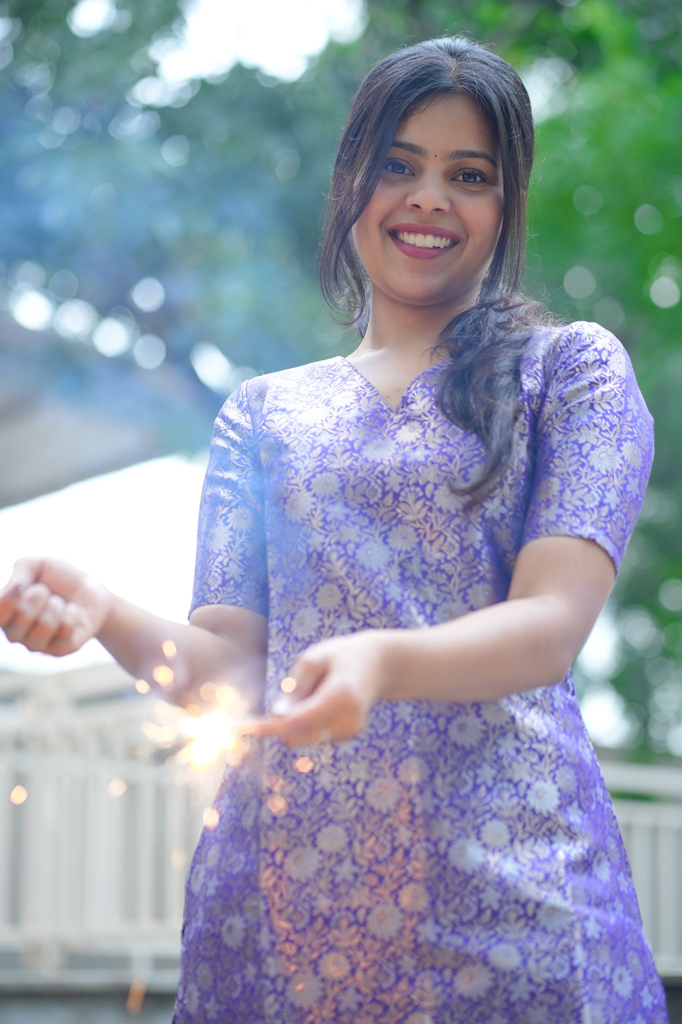 AA-125A Dark Violet Brocade Silk (3 pc Set) with Shimmer Silk Dupatta