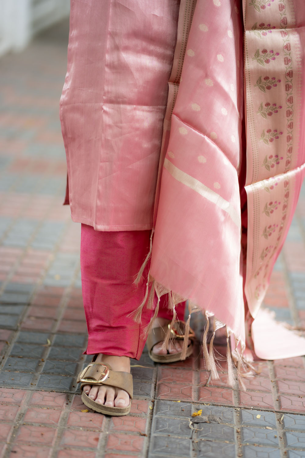 AA216 Pink Tissue Silk Salwar Set