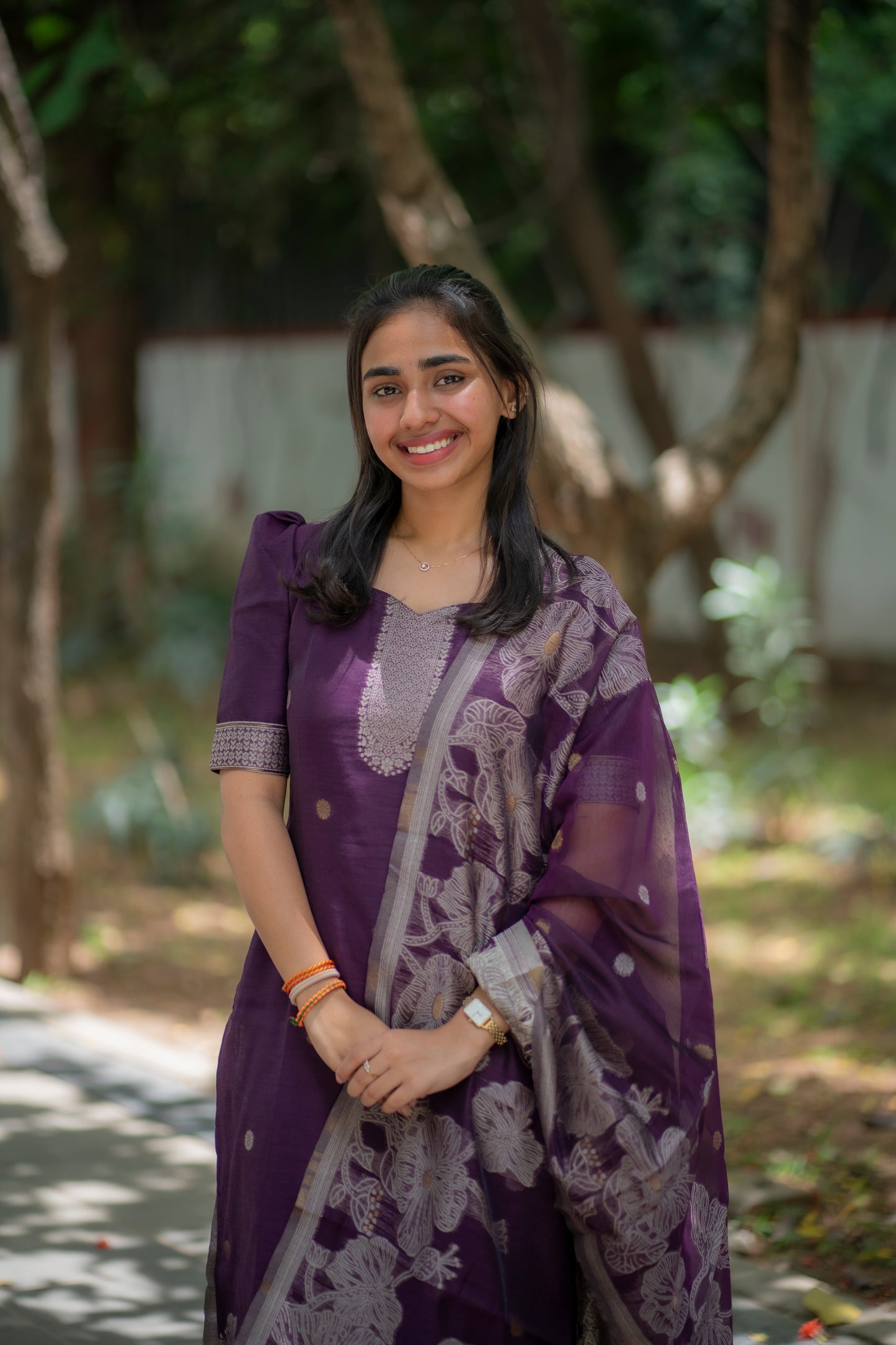 AA079 Jamdani Silk Kurti with Dupatta