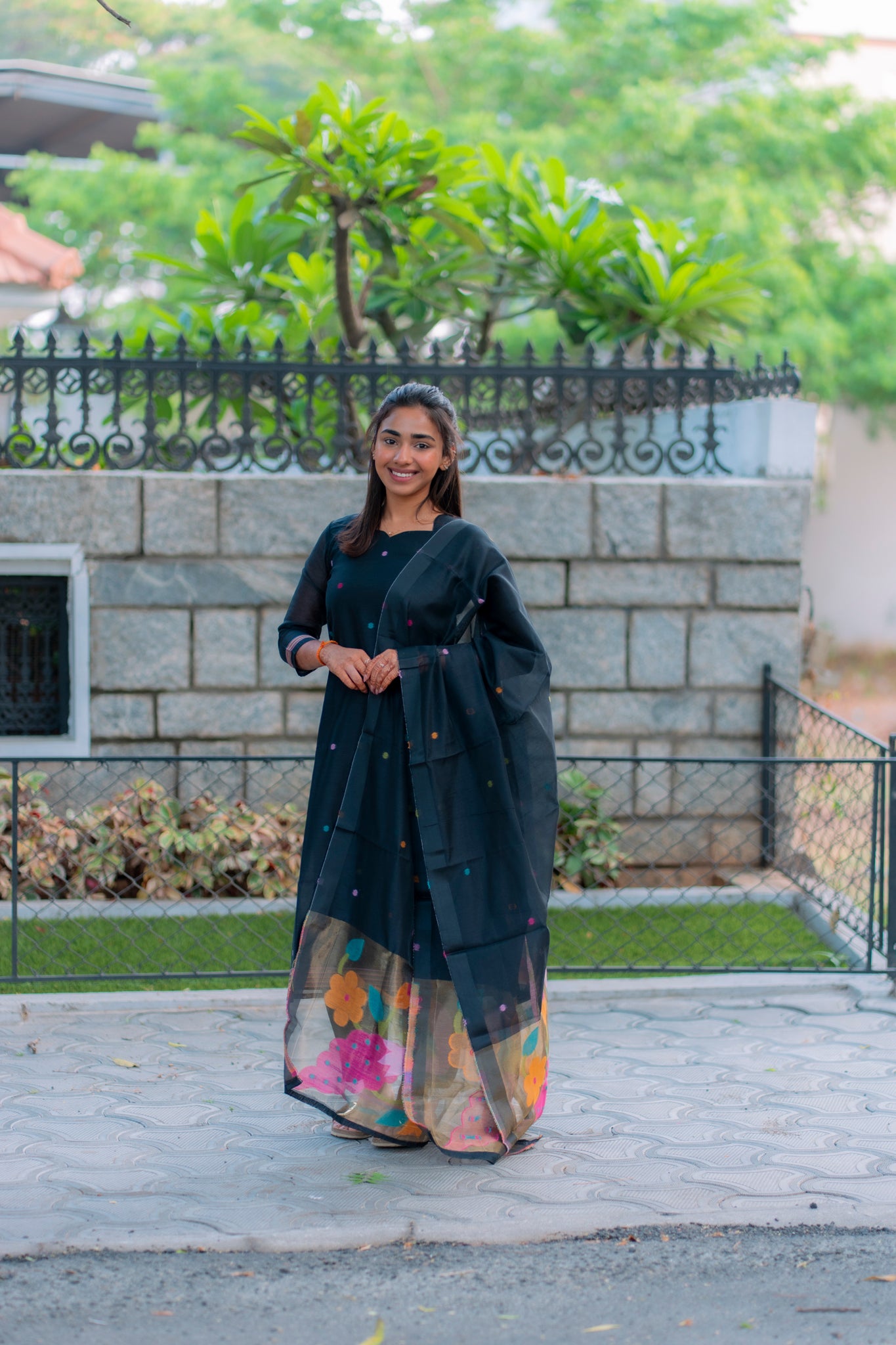 AA193 Black Jamdhani 3 Pc Set