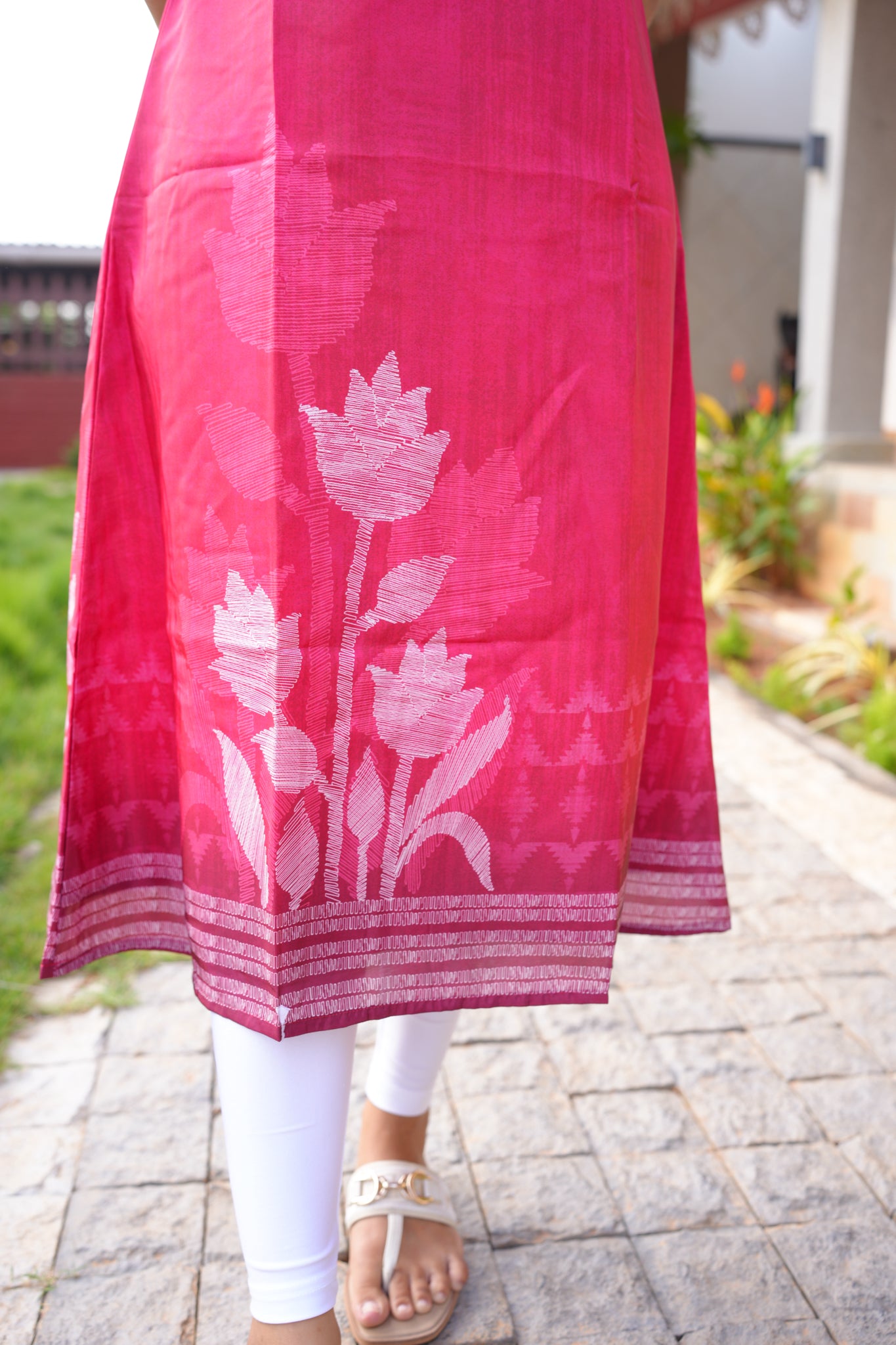 AA175  Cherry Red Ho Silk Aline kurti