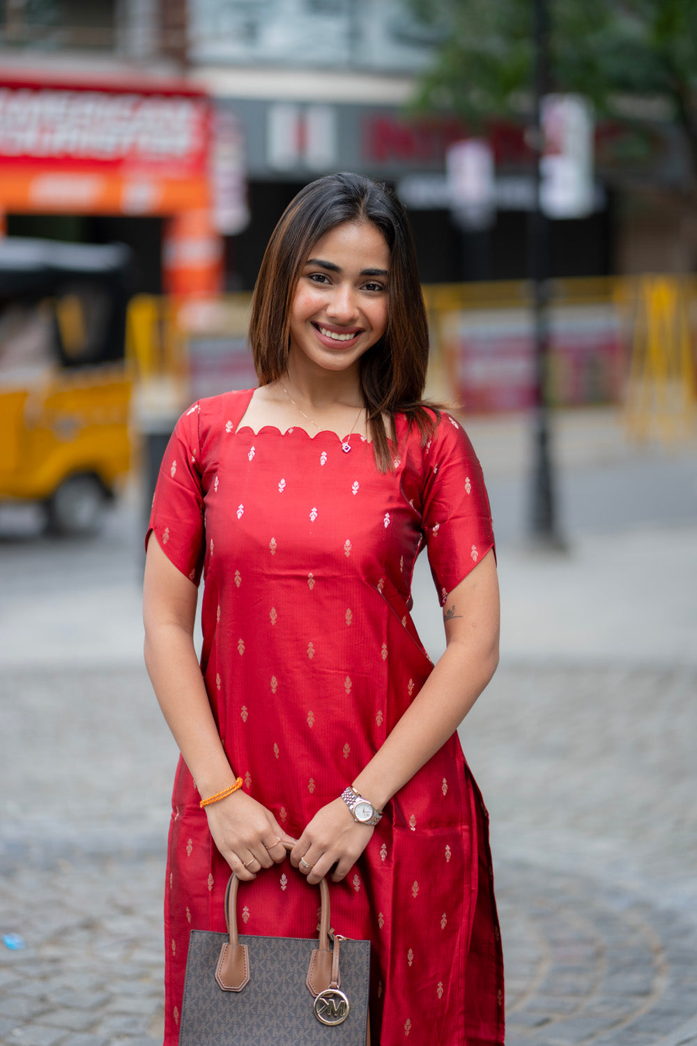 AA282 Dark Red Silk Co Ord set