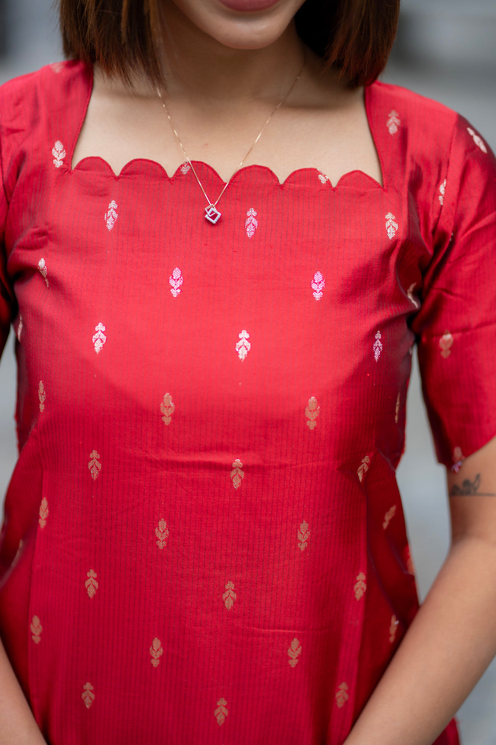 AA282 Dark Red Silk Co Ord set