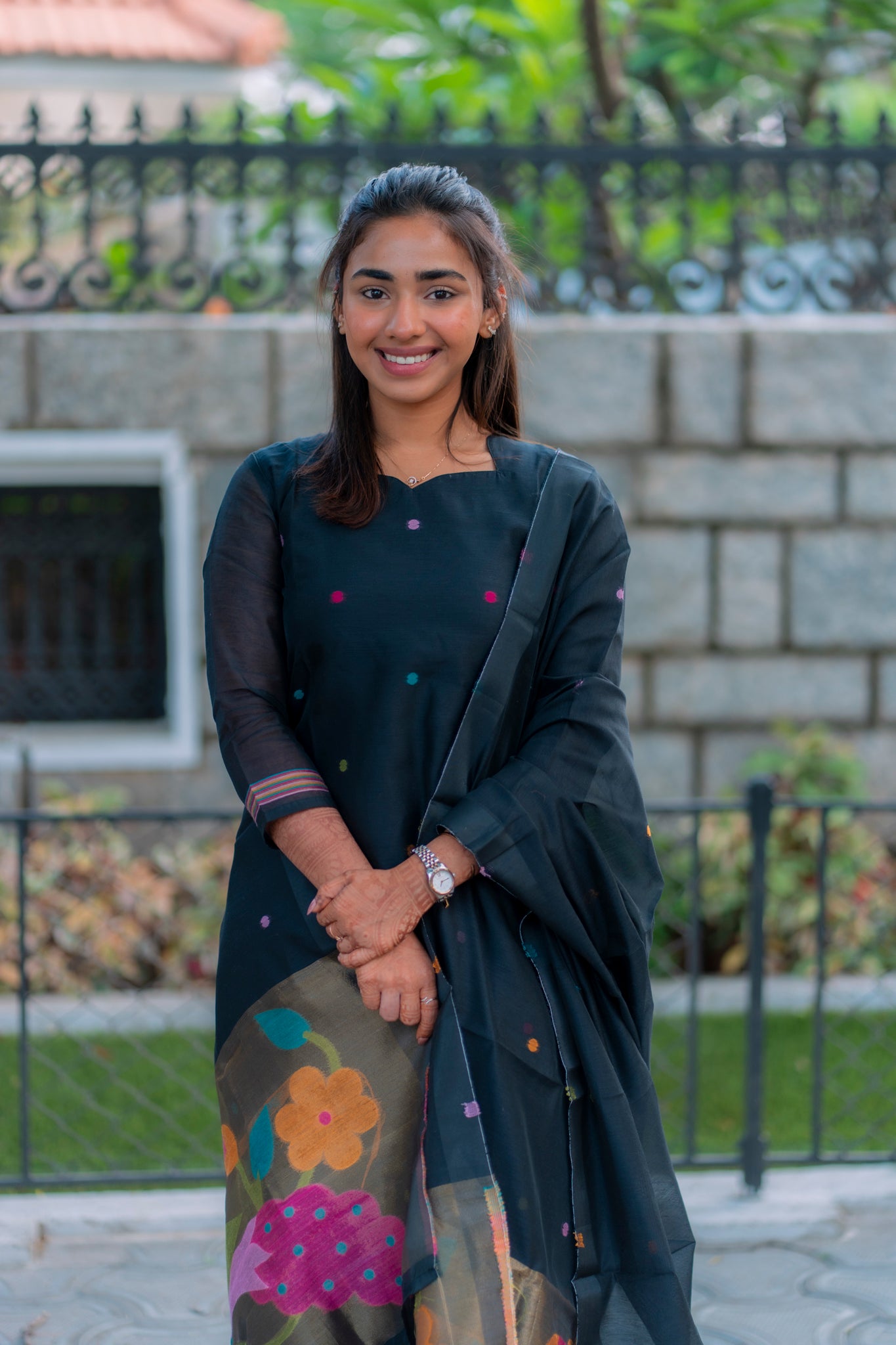 AA193 Black Jamdhani 3 Pc Set