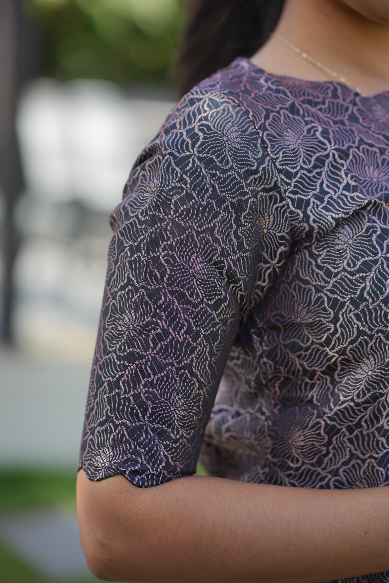 AA105 Black Art Silk Kurti with Red Golden motifs Shimmer Dupatta (Function Wear)