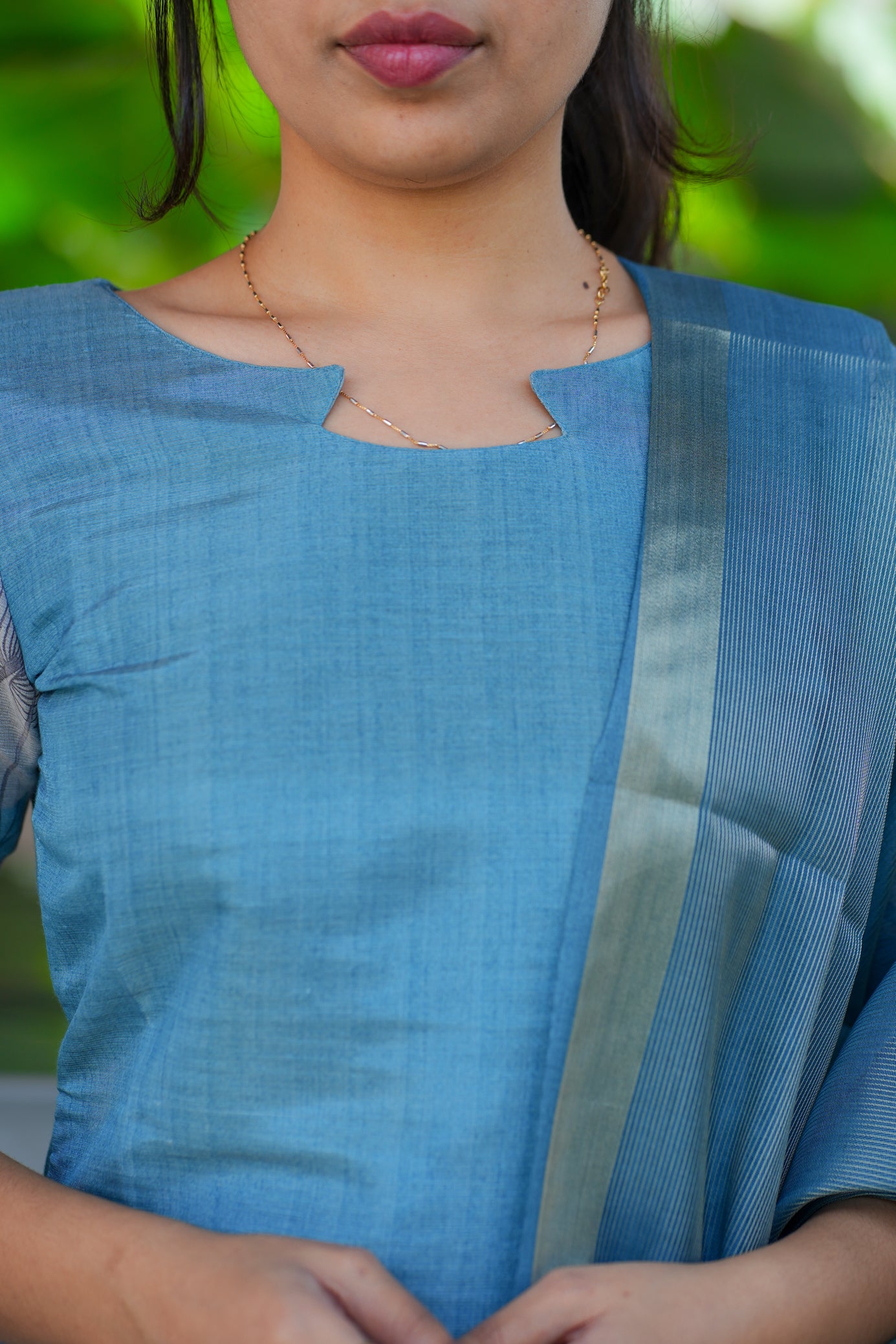 AA128 Teal Blue Tissue Kurti with Dupatta