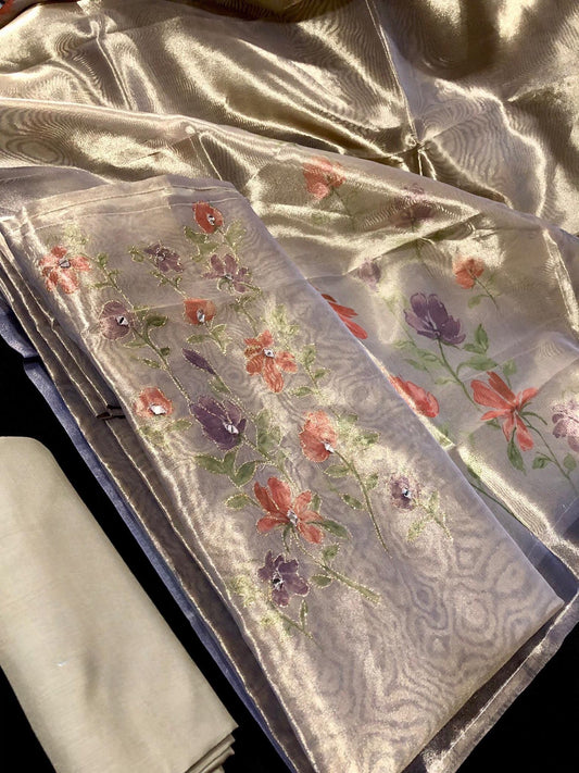 Lavender Tissue Silk Salwar Material