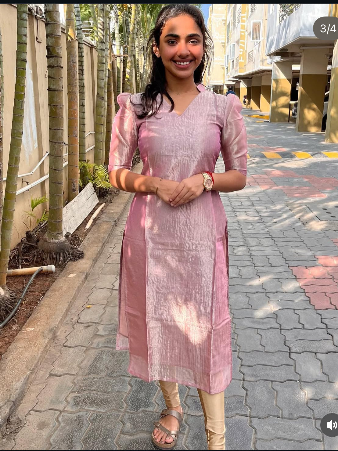 Lavender Crush Silk Kurti with Dupatta(Dupatta Double colour Lavender with Red)