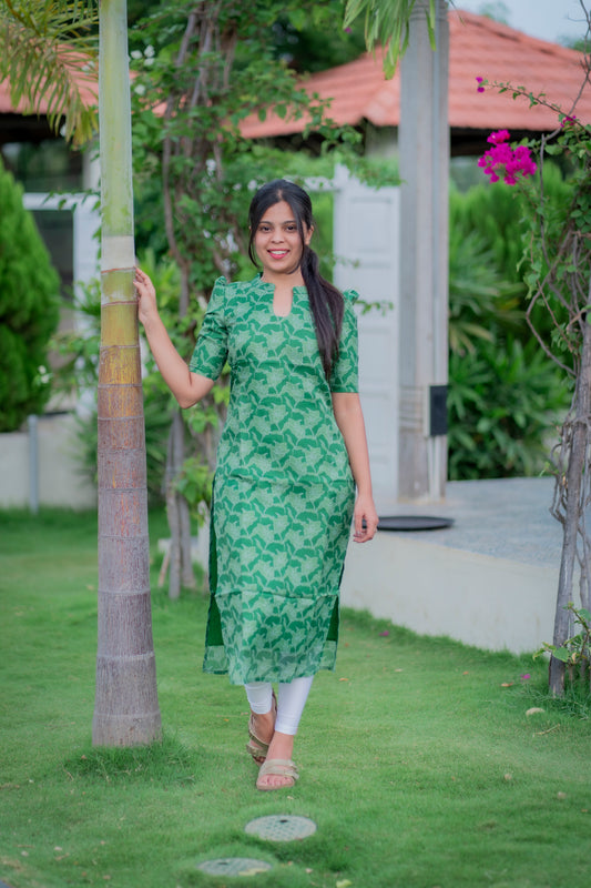 AA055 Bottle Green Kota Kurti