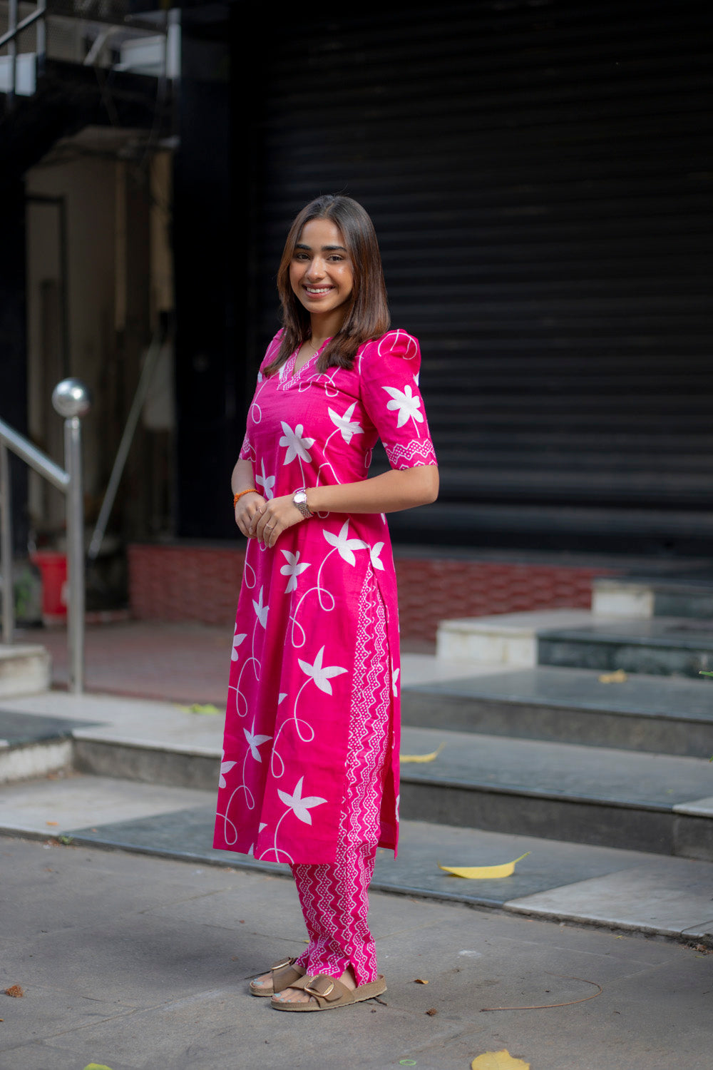 AA234 Pink Floral Cotton Coord Set