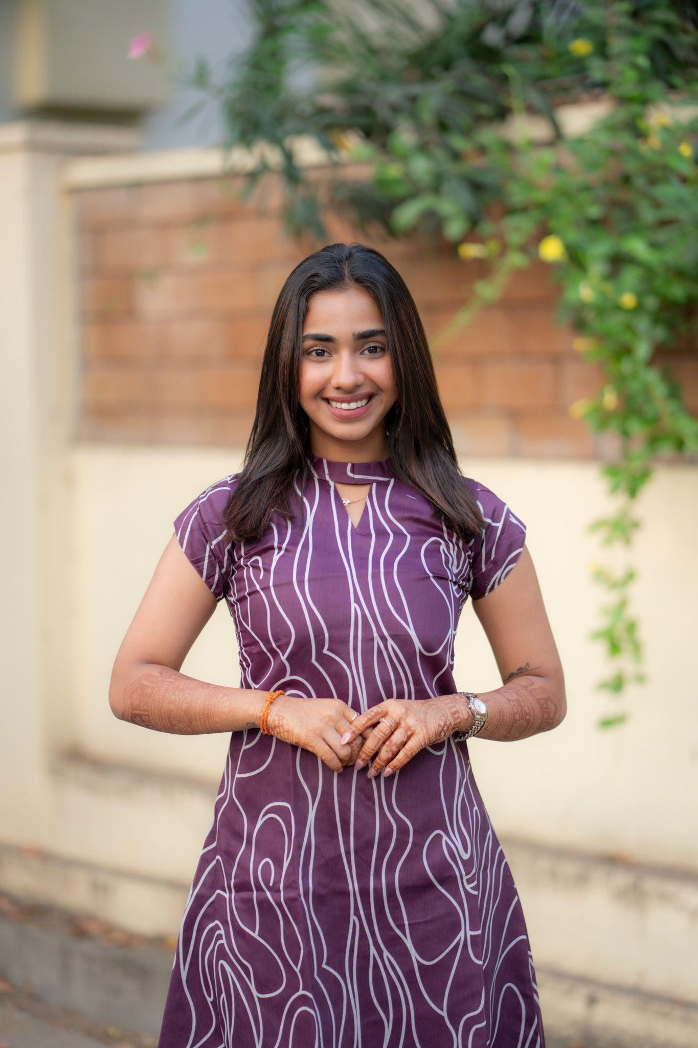 AA192 Plum Chanderi Aline Kurti