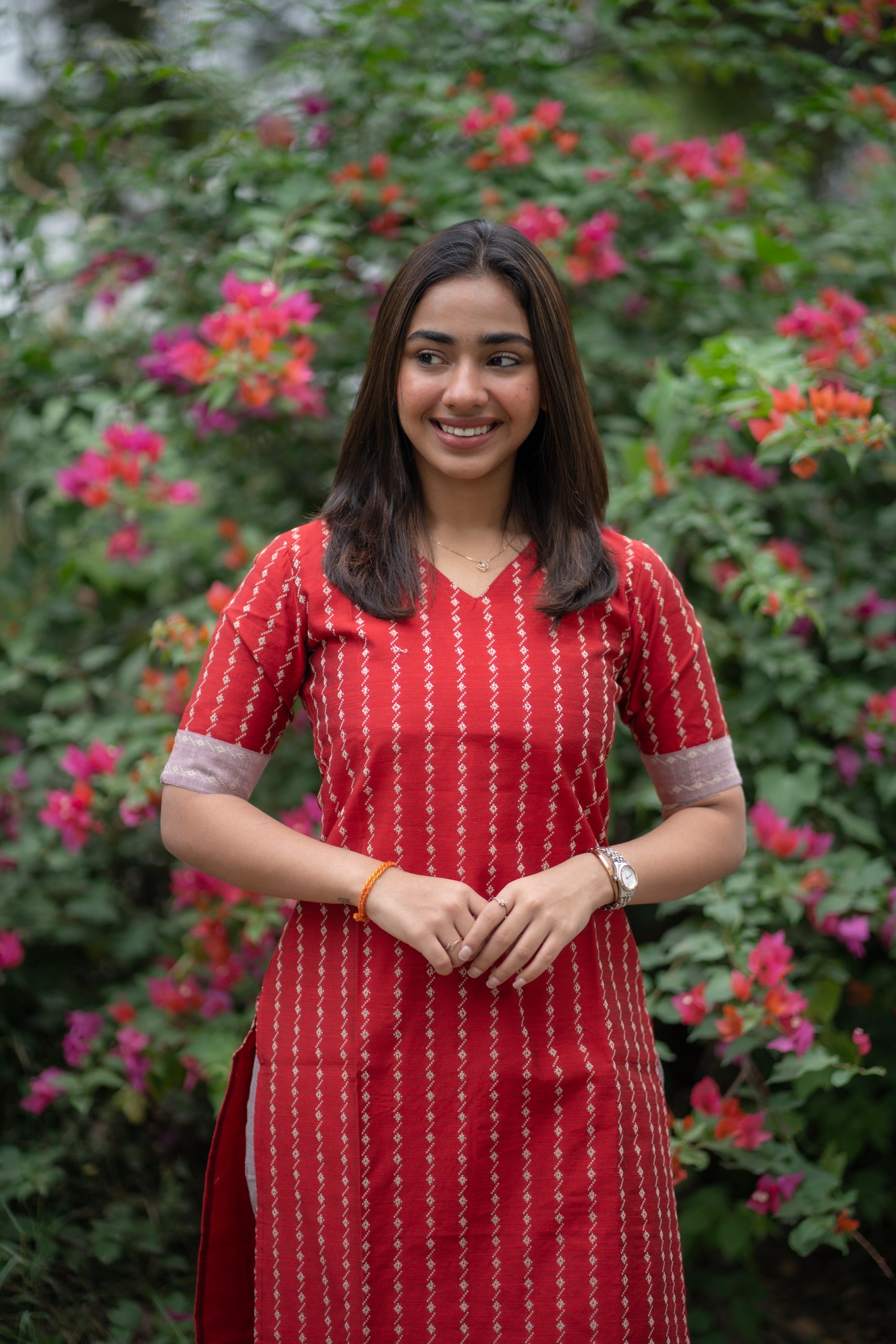 AA151 Cherry Red Raw Silk Co-Ord Set