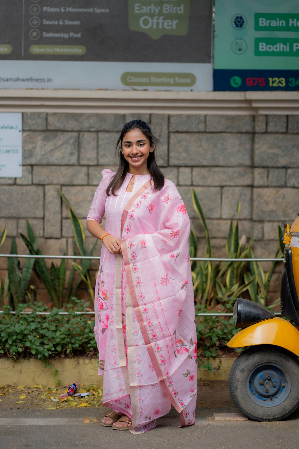 AA218 Pink Linen Cotton Salwar Set
