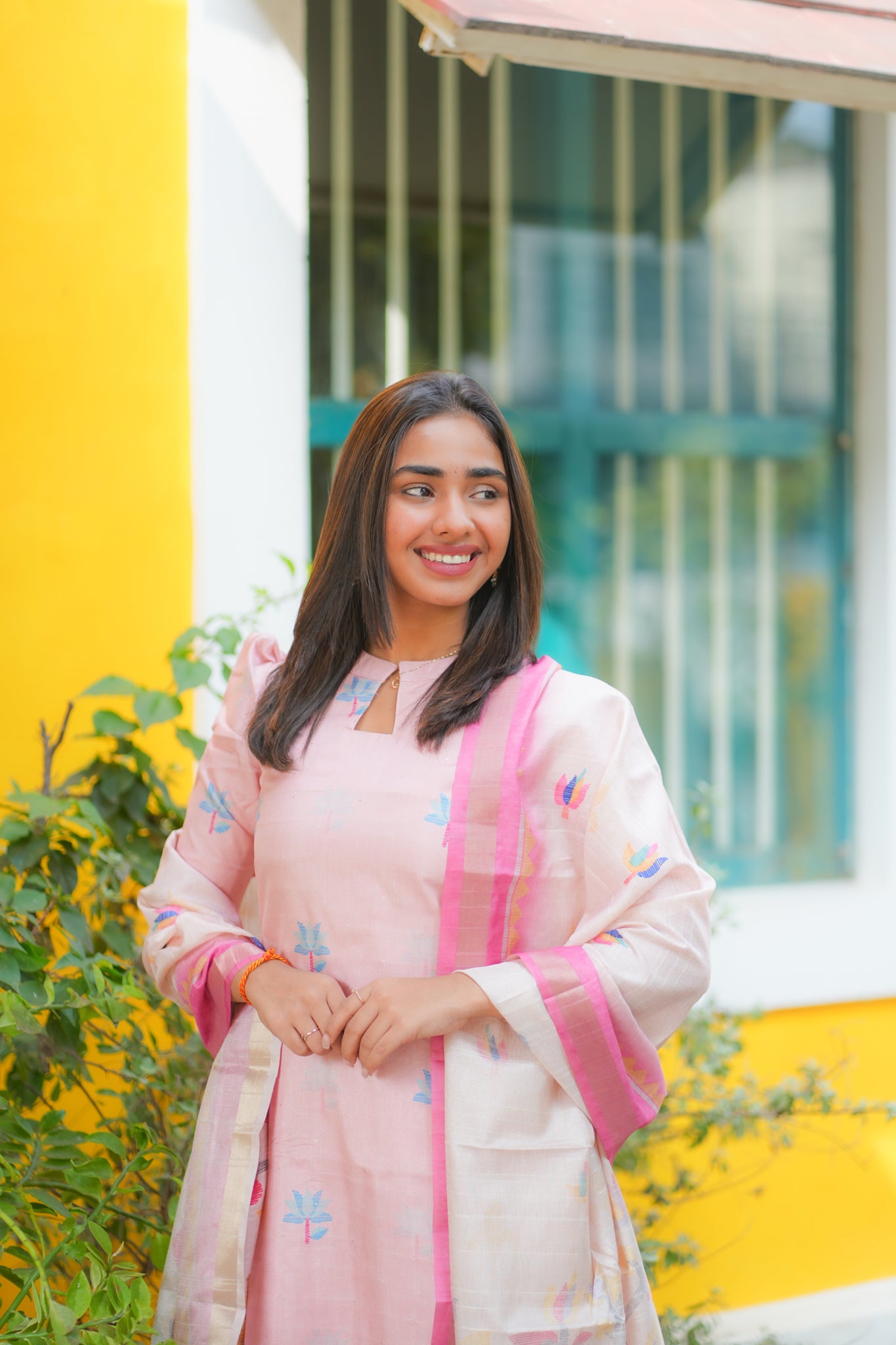 AA158 Pastel Pink kollam Silk 3 Pc Set