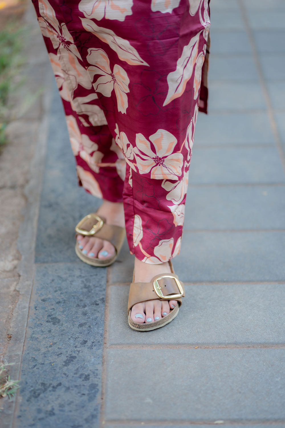 AA243 Grape Wine Colour Ginger Silk Floral Co Ord set