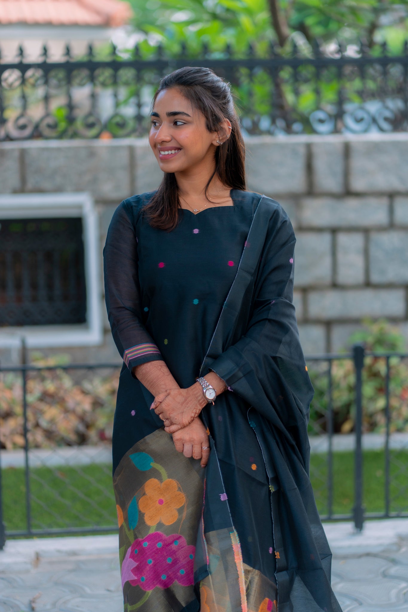 AA193 Black Jamdhani 3 Pc Set