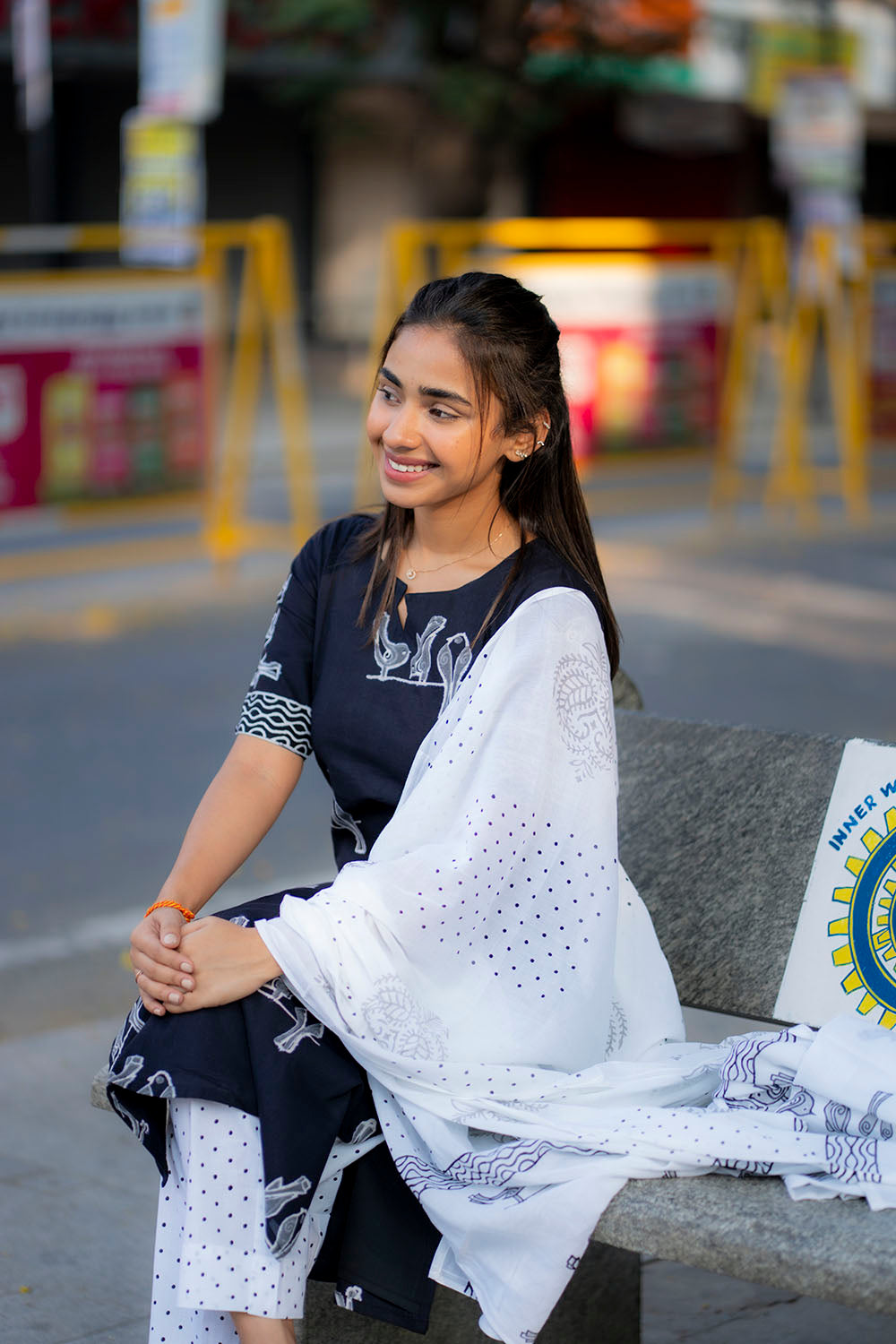 AA211 Black & White Combo Cotton Salwar Set