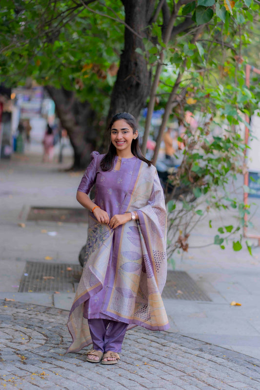 AA199 Lavender Floral Digital Print 3 Pc Set