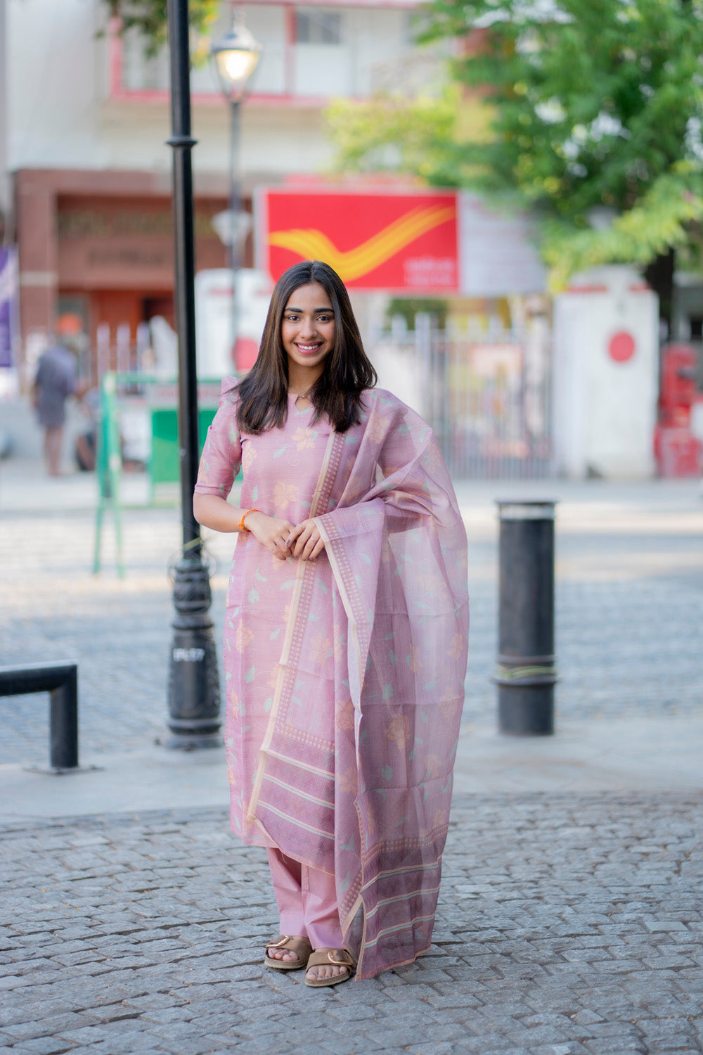 AA228 Bubblegum Pink Tissue Tussar Salwar Set