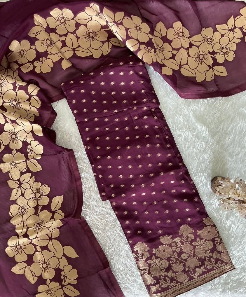 Soft Banarasi Salwar Materials with Beautiful Borders