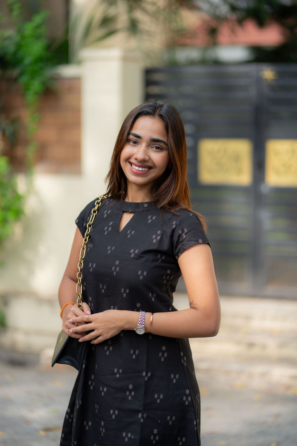 AA242 Black Cotton Maxi With Kalmkari Border