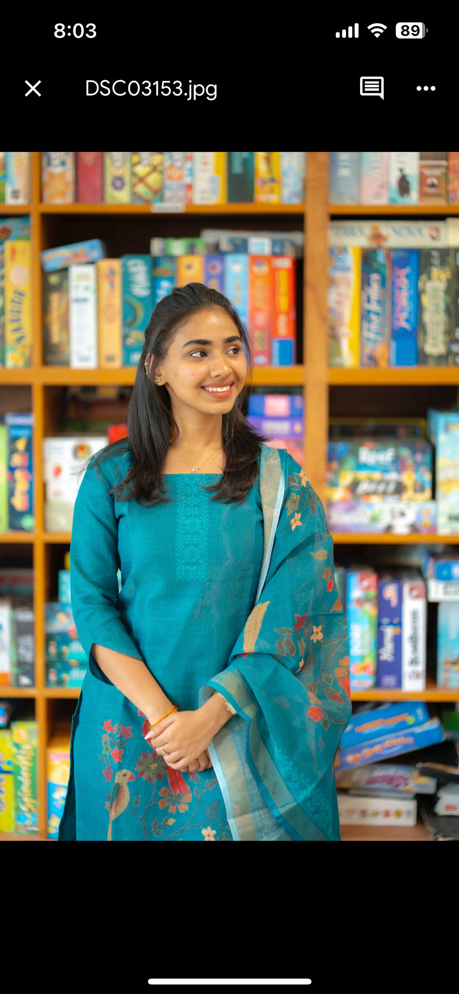 AA146 Peacock Blue Handloom Tissue Silk 3 pc Set(Parrot Design)