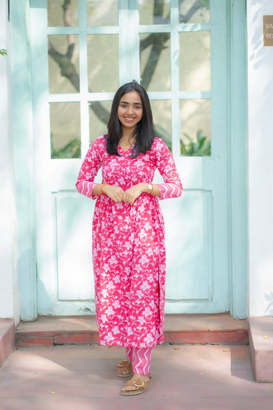 AA143 Pink Floral Co-Ord Set