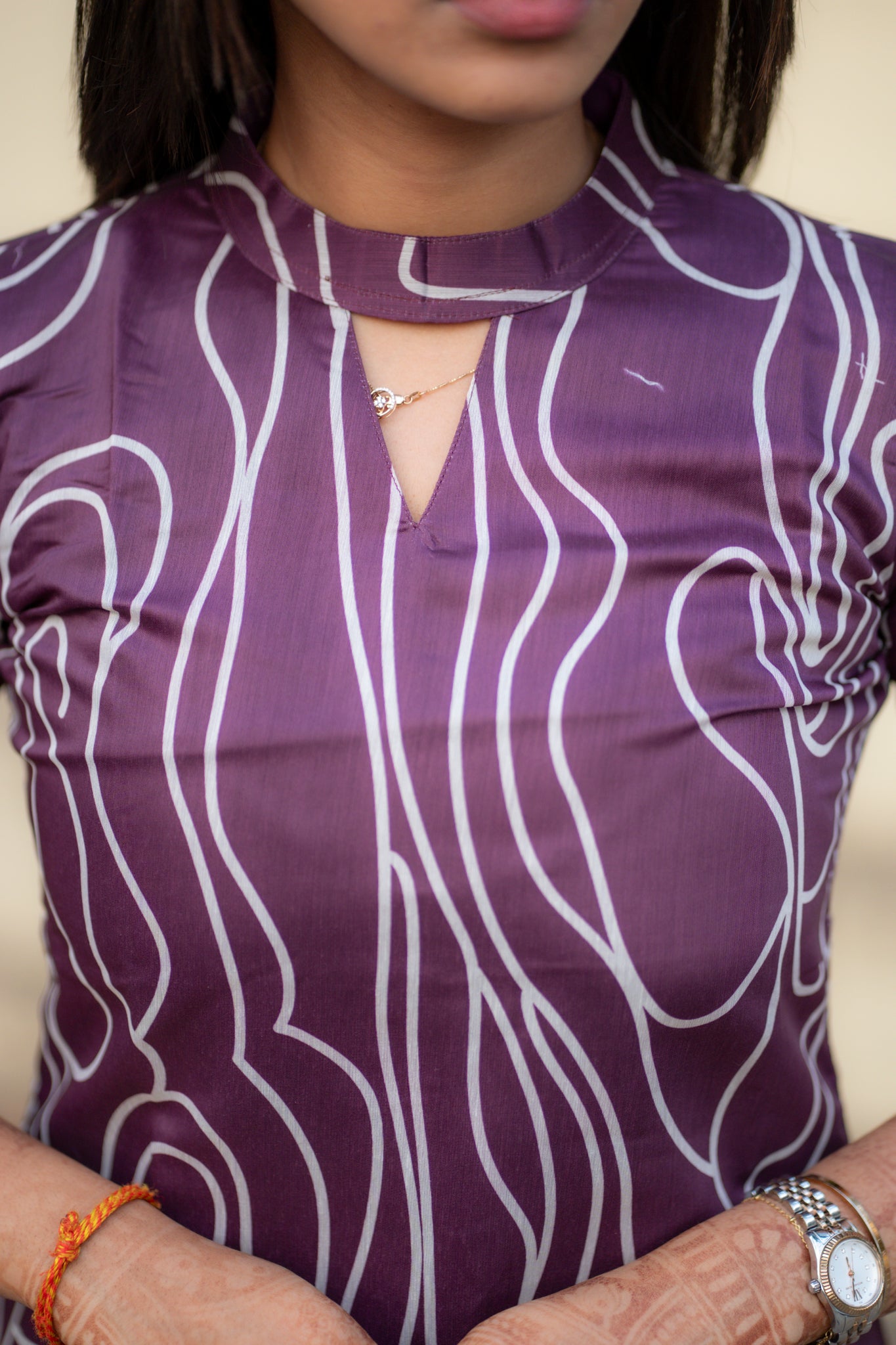 AA192 Plum Chanderi Aline Kurti