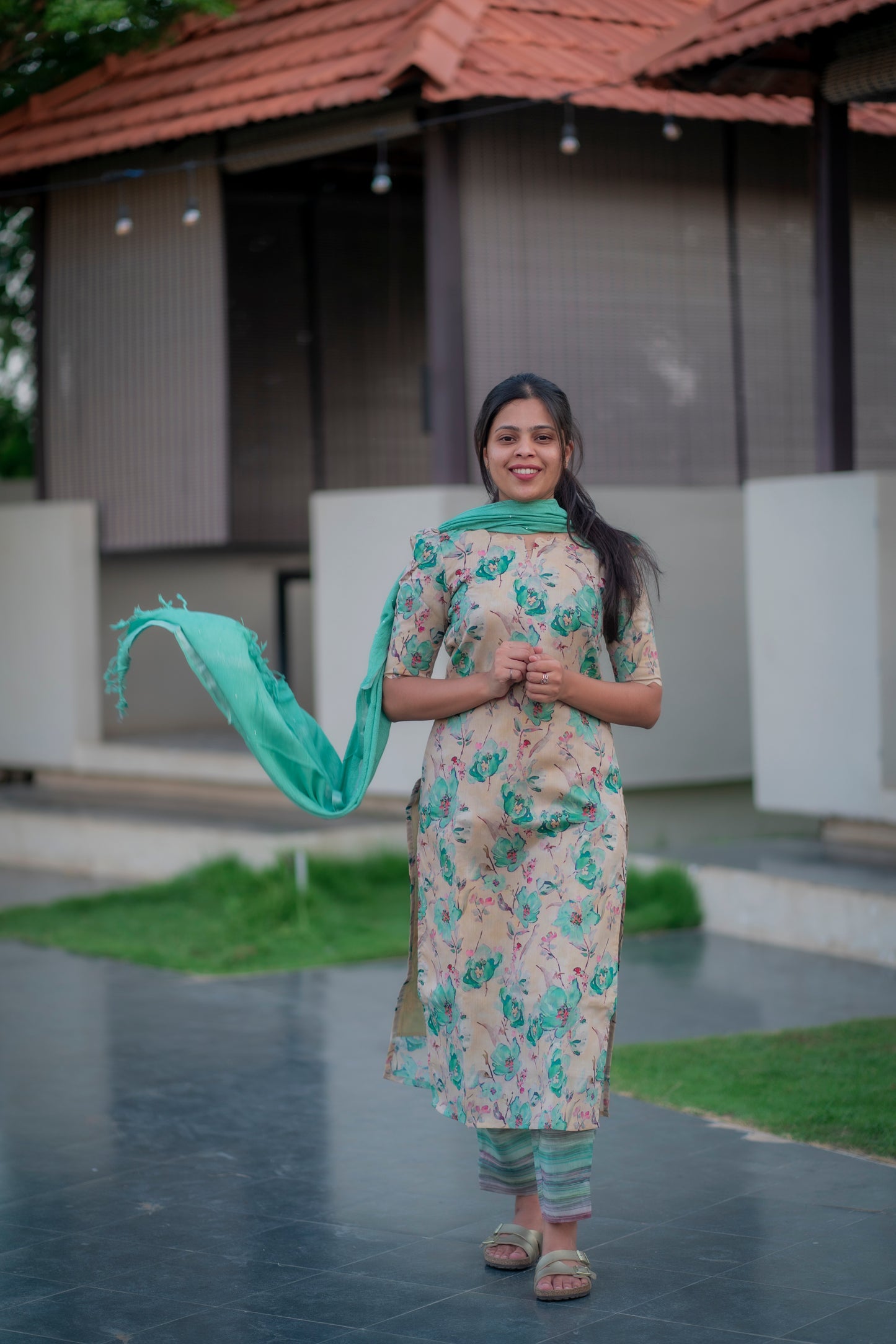 AA037 Soft Chanderi Silk 3 Pc Set