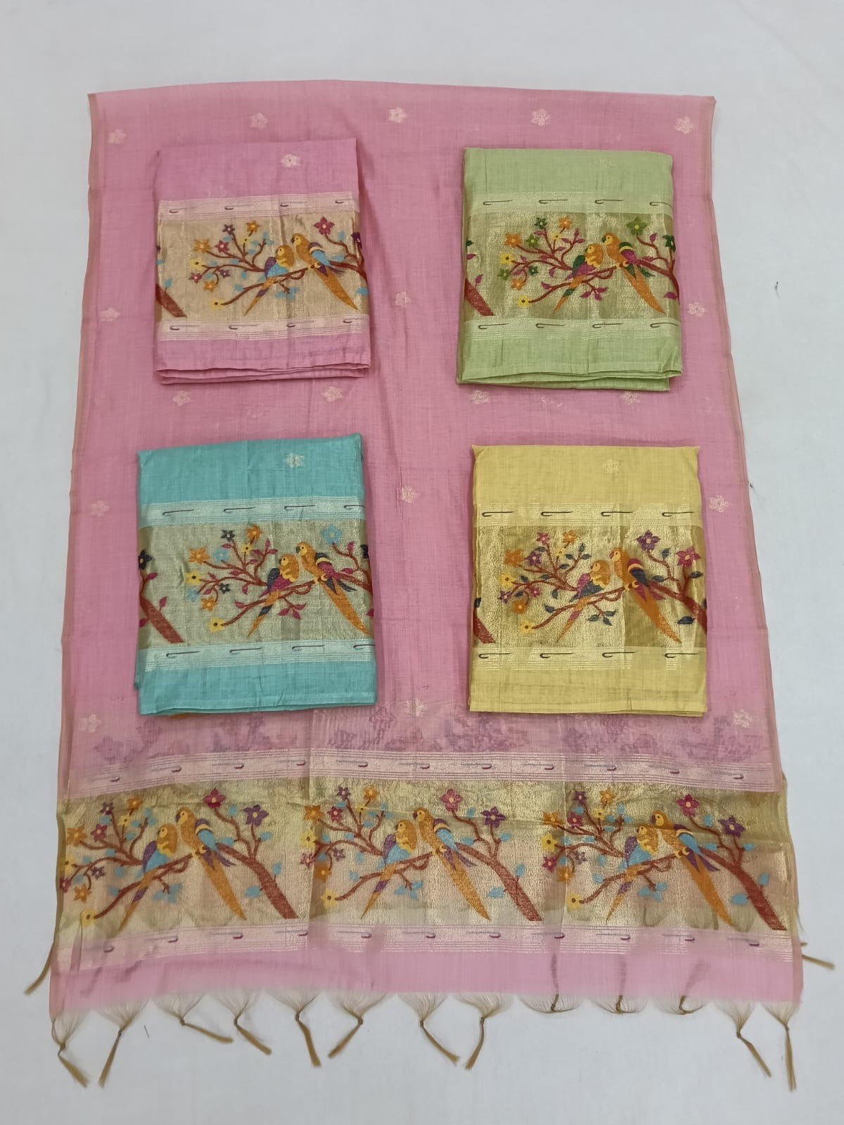 Jamdani Silk Salwar Materials available in 4 Colours