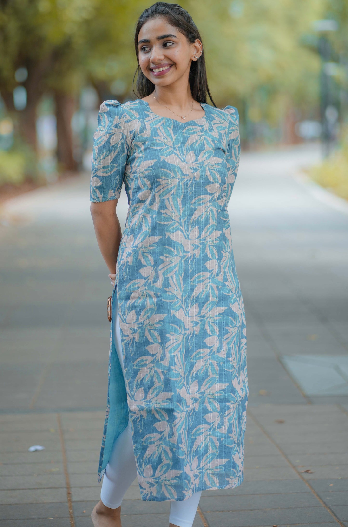 AA089 Sapphire Blue Chanderi Silk Kurti