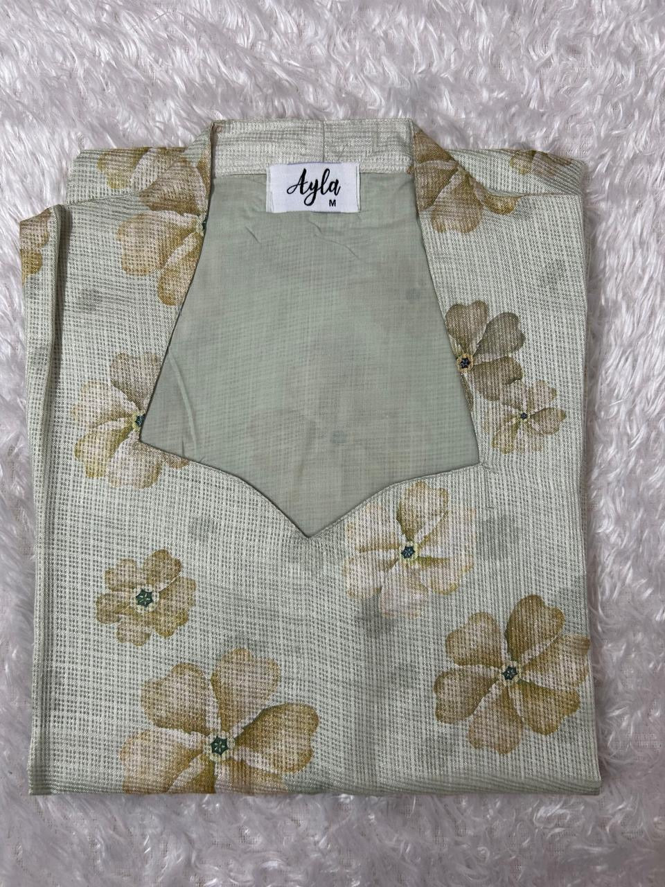Green Floral Kota Cotton Kurti