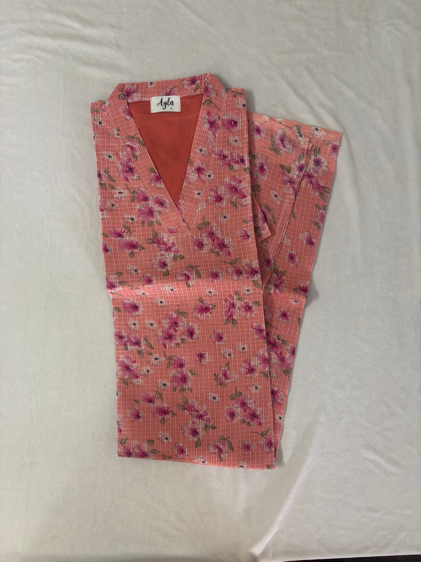 Peach Floral Kota Kurti