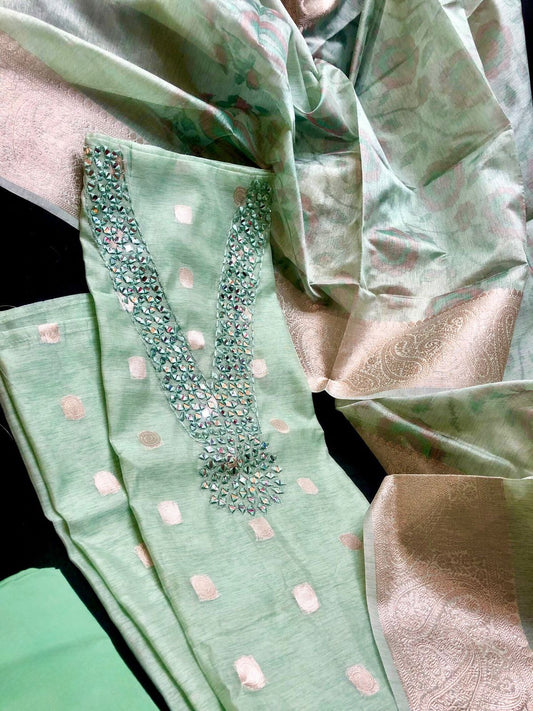 Linen Tissue Silk Salwar 3 Pc Sey