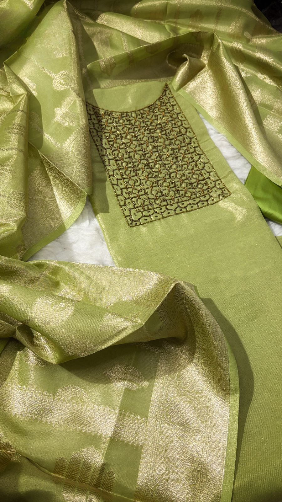Pink Tissue Salwar Material