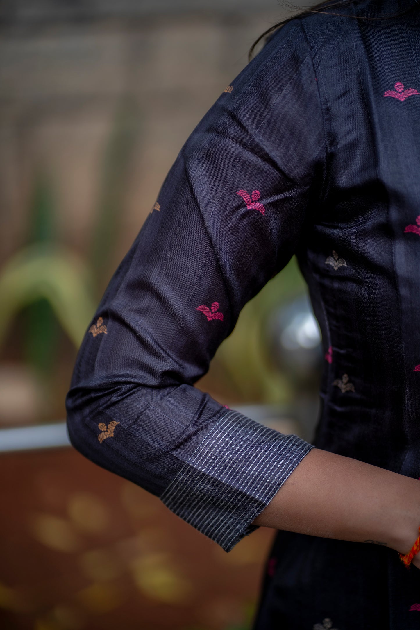 AA189 Black Chanderi Silk Kurti