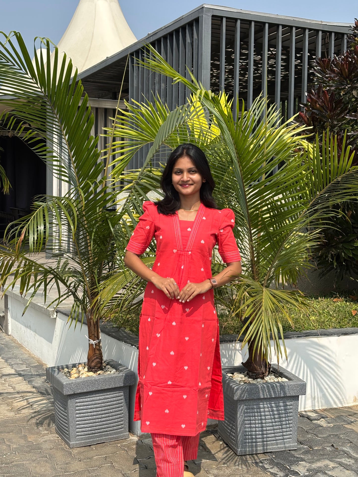 AA178 Red Orange Heart Co-Ord Set