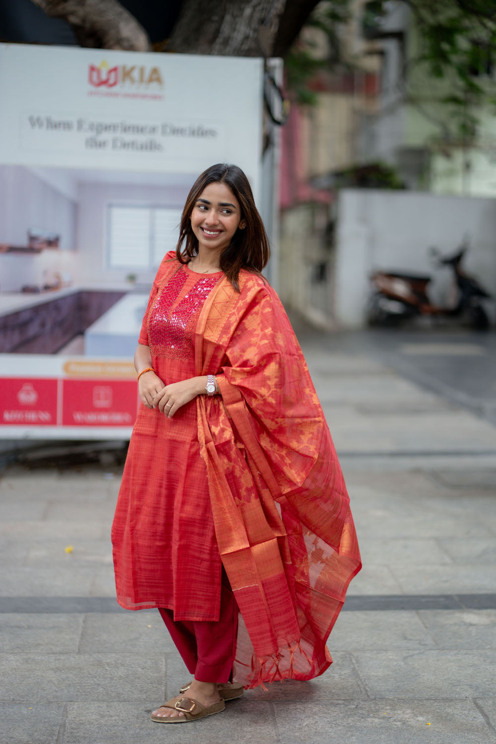 AA250 Red Tissue Silk Salwar Set