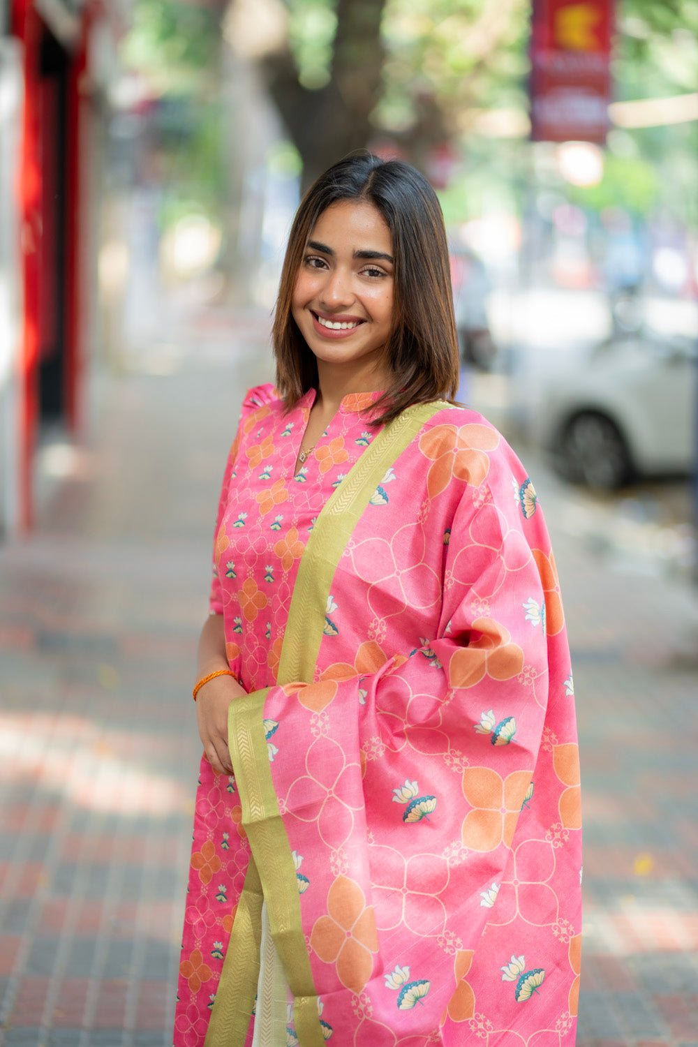 AA273 Pink Kollam silk Digital print Salwar Set