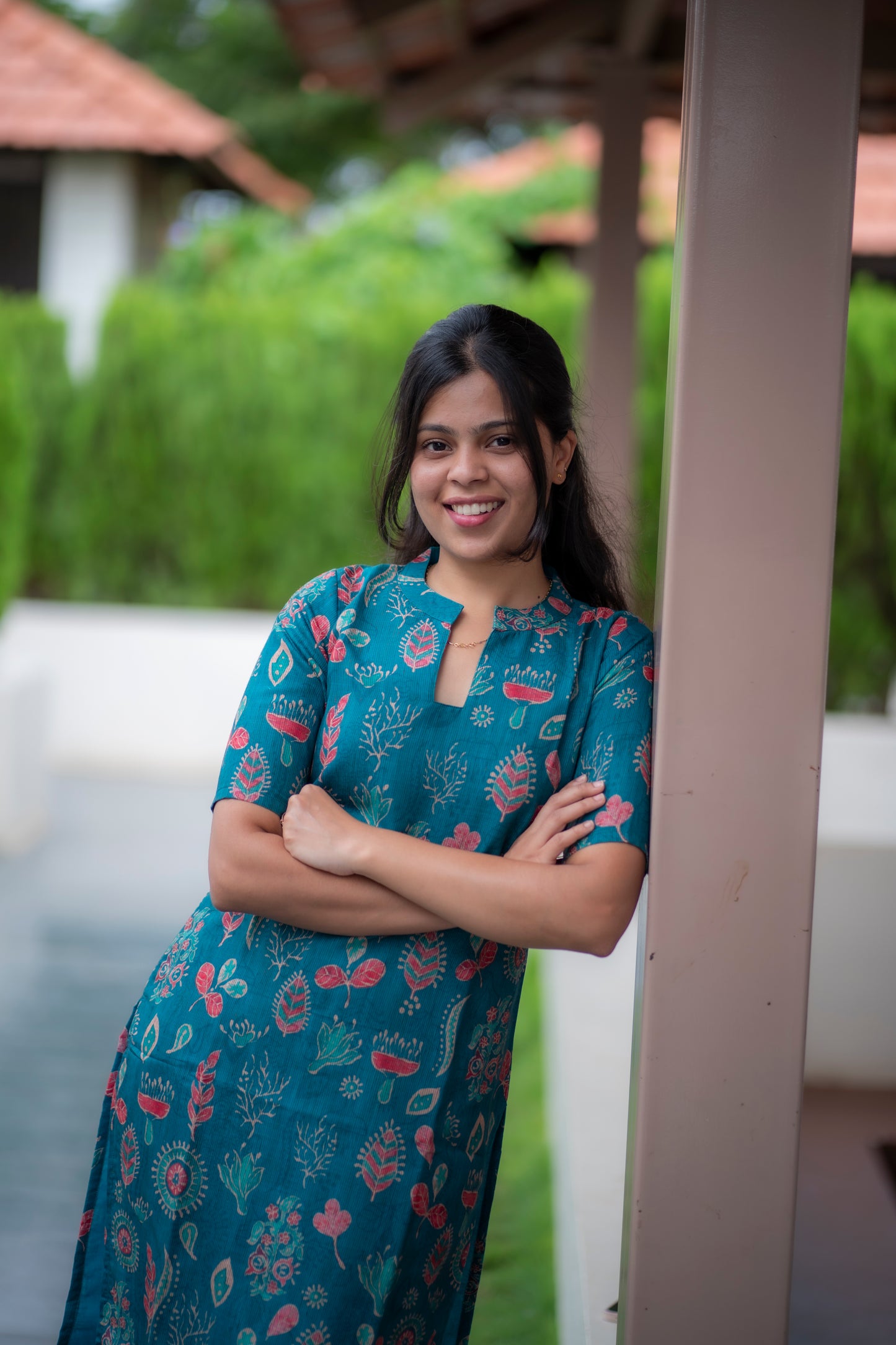 AA073 Sapphire Blue Tussar Silk Kurti